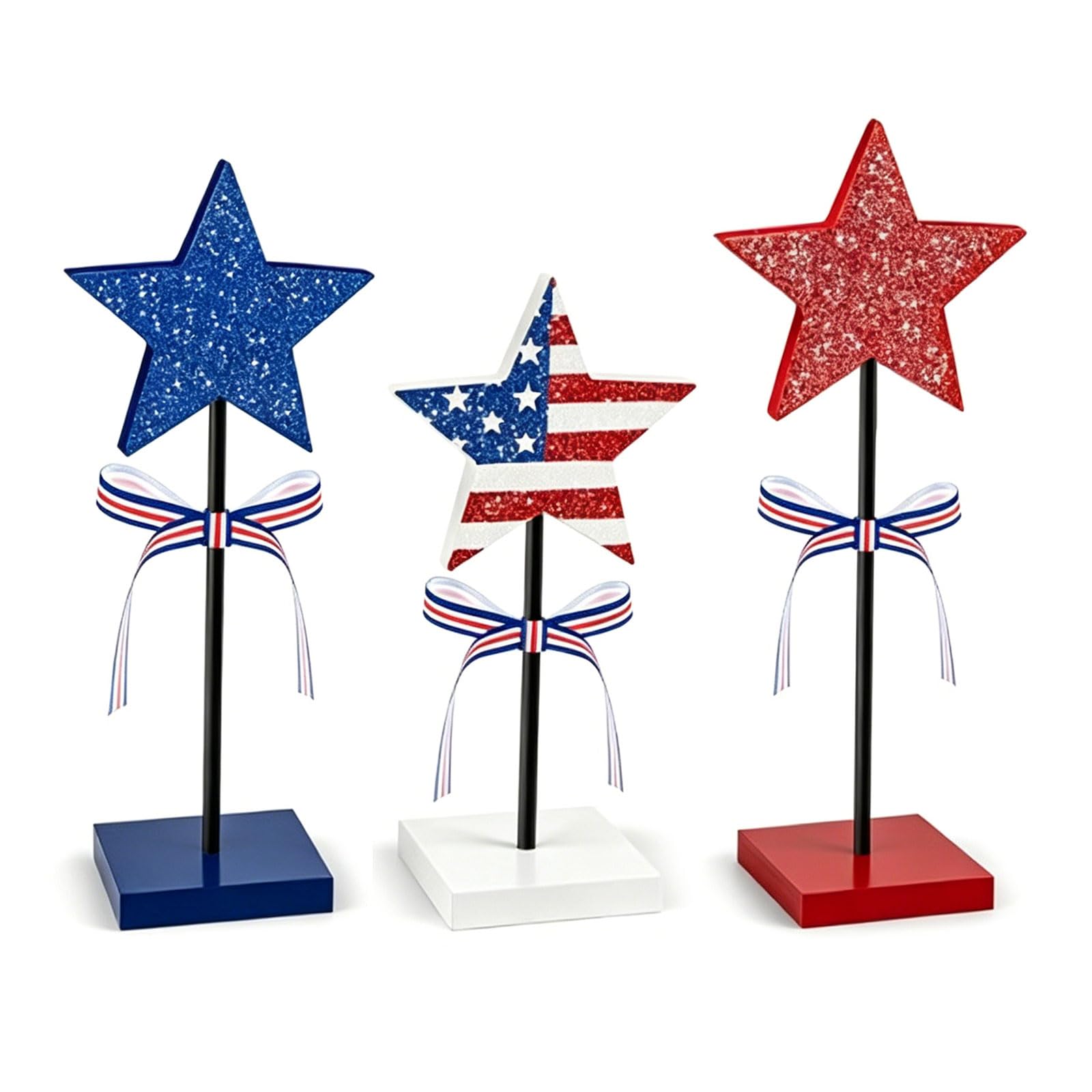 Flag Patterned Wooden Layered Tray Decor for National Celebration Party Supplies and Festive Home Accent Patriotic Centerpiece