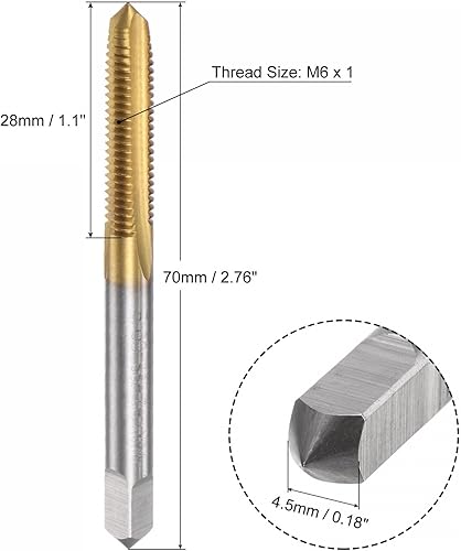 Miniatura 2 de uxcell Grifos rectos de flauta, M6 x 1 Métrica izquierda mano izquierda recubierto de titanio M35 cobalto máquina de acero de alta velocidad roscado