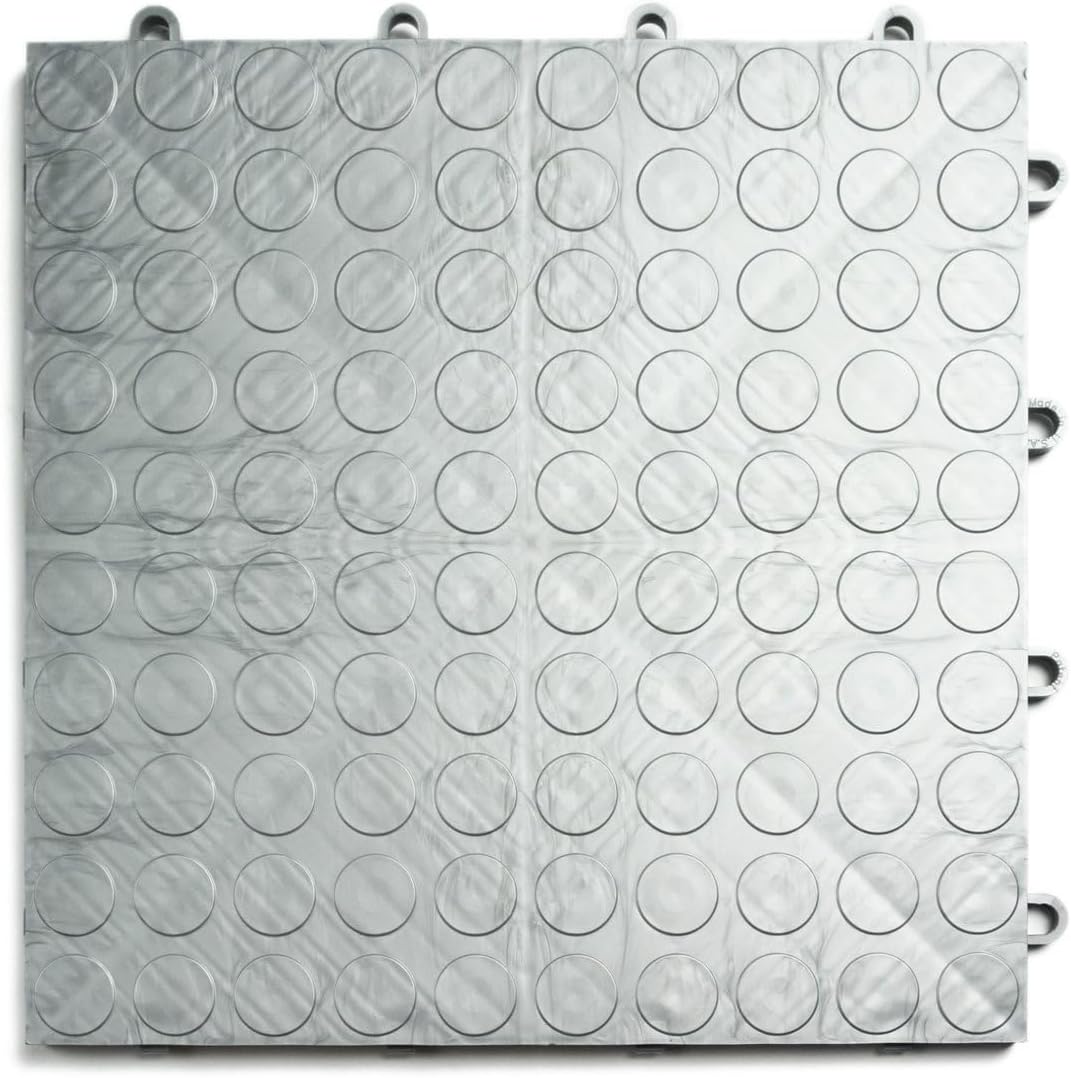 GarageDeck Coin Pattern, Durable Copolymer Interlocking Modular Non-Slip Garage Flooring Tile (Alloy, 48 Pack of 12 x 12" Tiles)