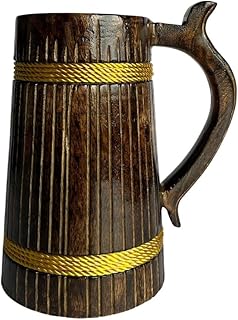 Beer Mug | Wooden Beer Mug | Craft Beer Mug | Barrel Shaped Jumbo Mug | Natural Beer Mug | Unique Beer Mug (Dark Brown)