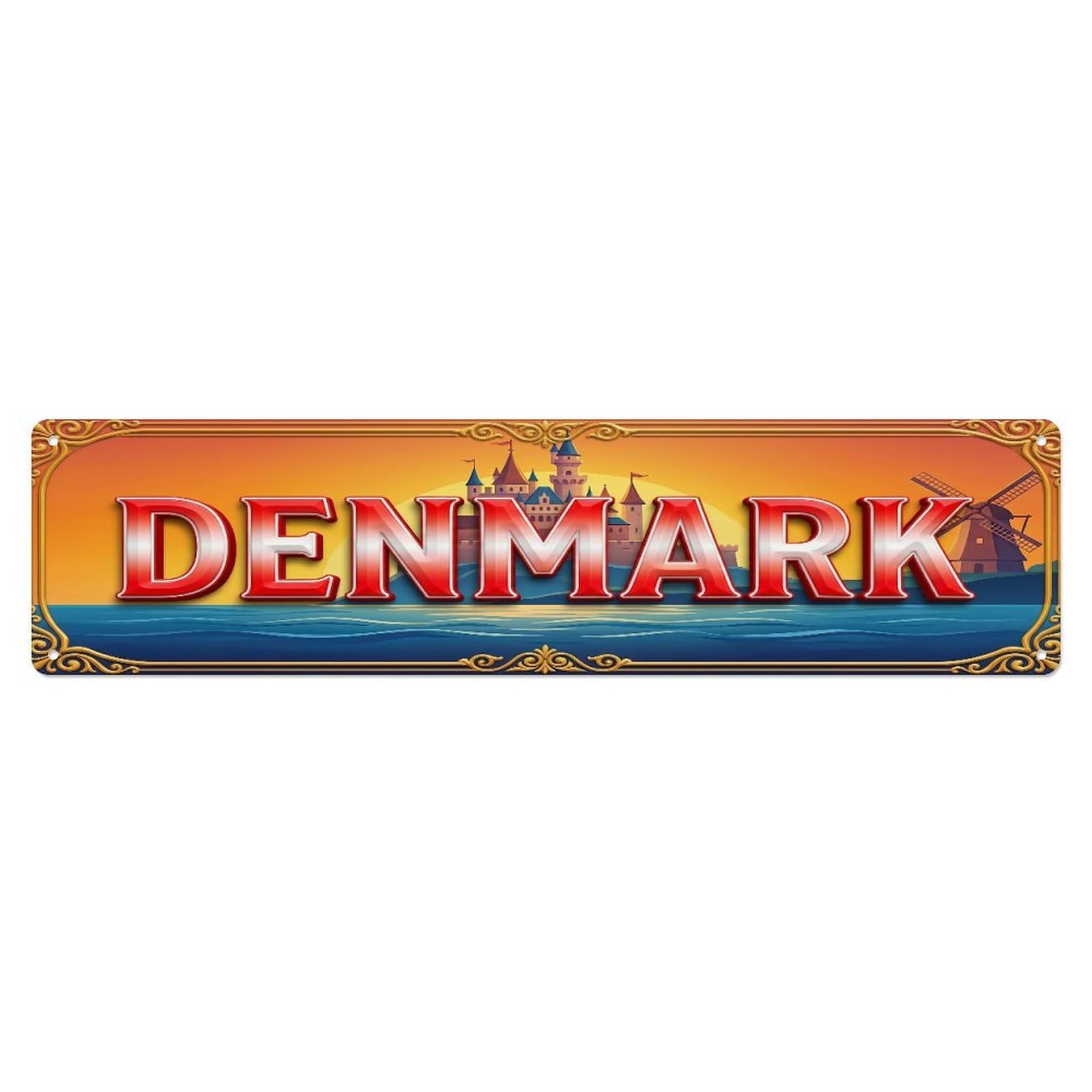 Xanthor Style Metal Tin Sign Vintage Denmark Travel Flag Pattern