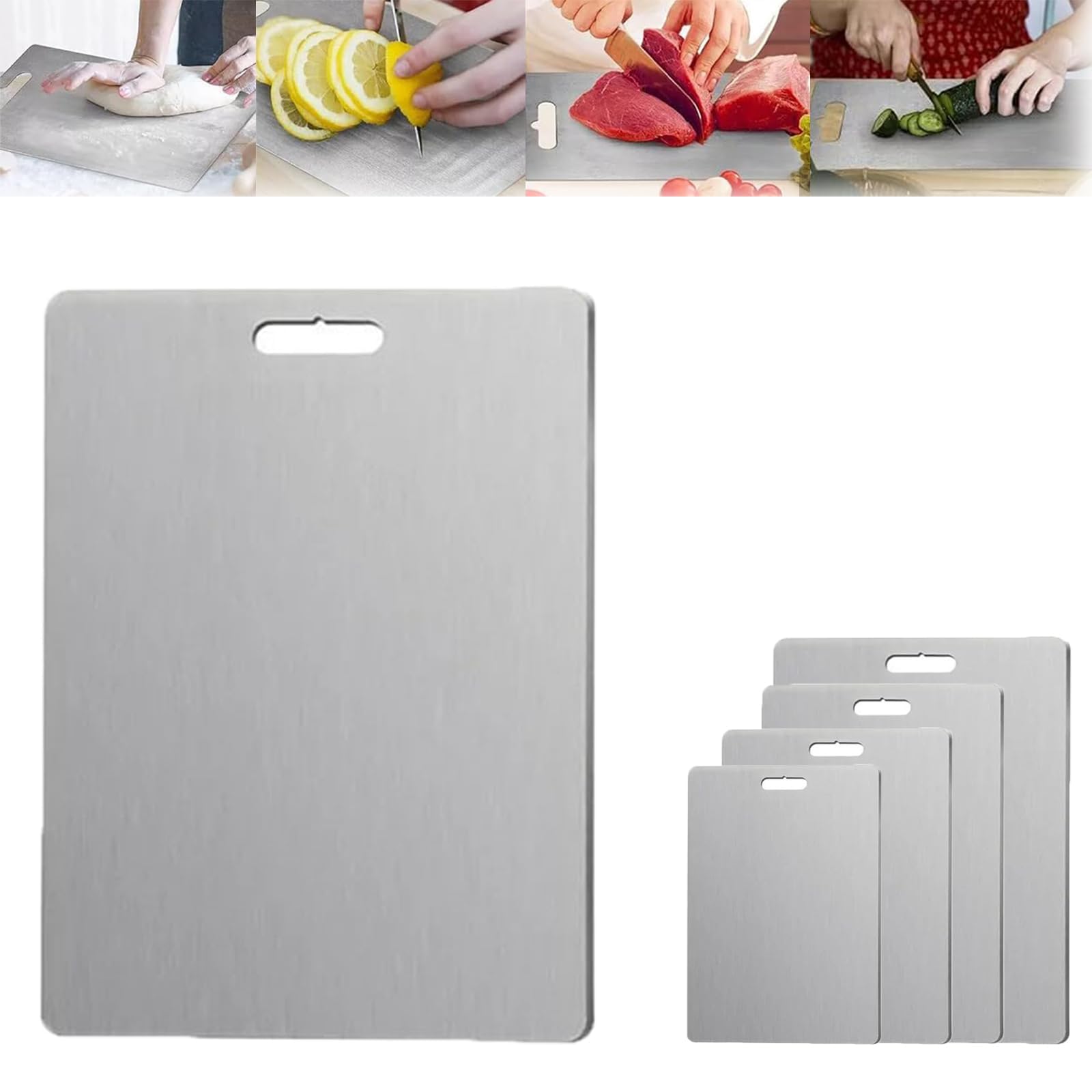 Tabla de cortar ecológica, 100 % bambú natural, diseño reversible para carne, frutas y verduras, fácil de limpiar, 11.4 x 7.8 pulgadas, duradera esencial para la cocina