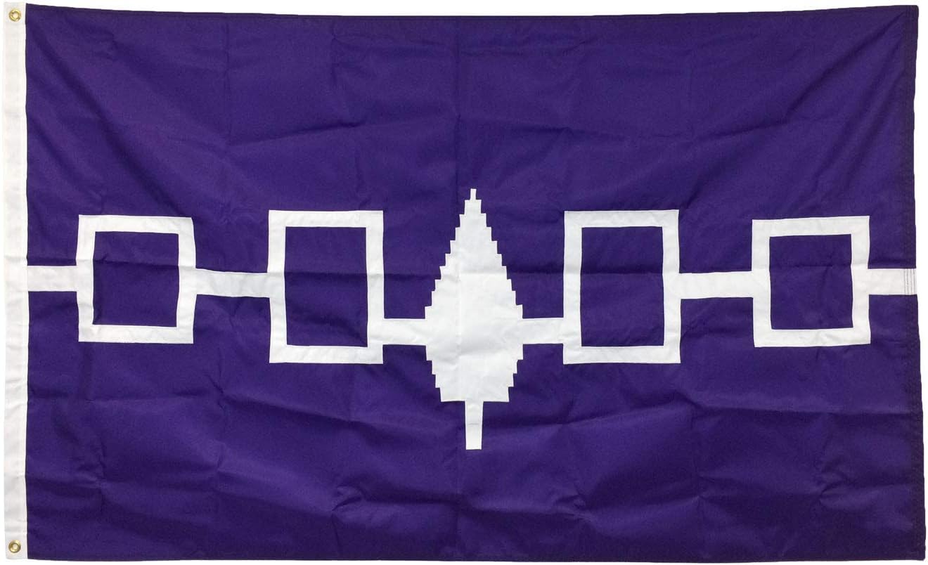 3x5' Iroquois Confederacy Flag - Fully Stitched Appliqué Design - Durable All-Weather Nylon & Reinforced Fly End Stitching - Proudly Made in the USA