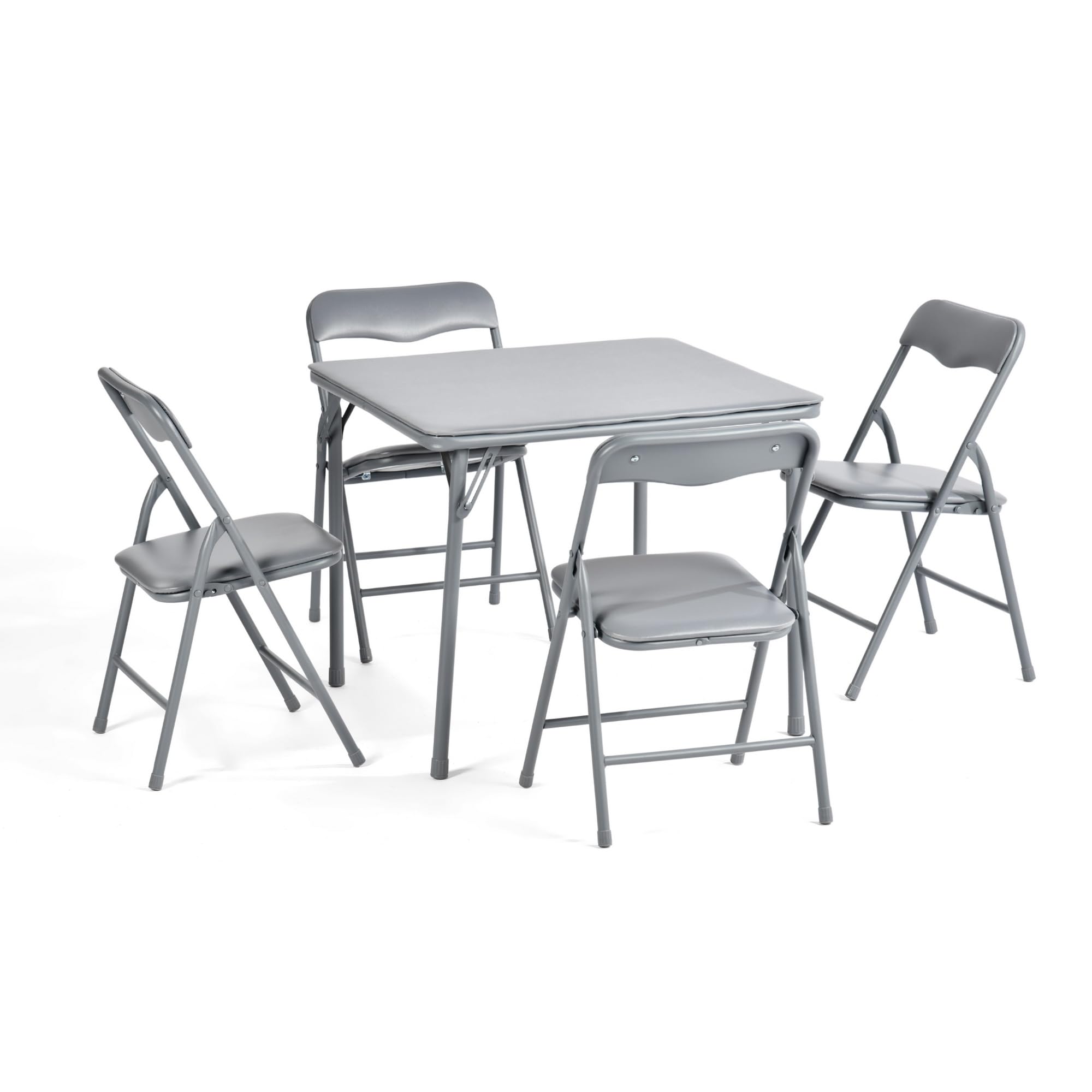 Homy Casa Folding Table and Chairs Set for Kids Dining Room Daycare and Classrooms, Children's Activity Table and Chairs Set, Space Save (Gray, 5 Piece)