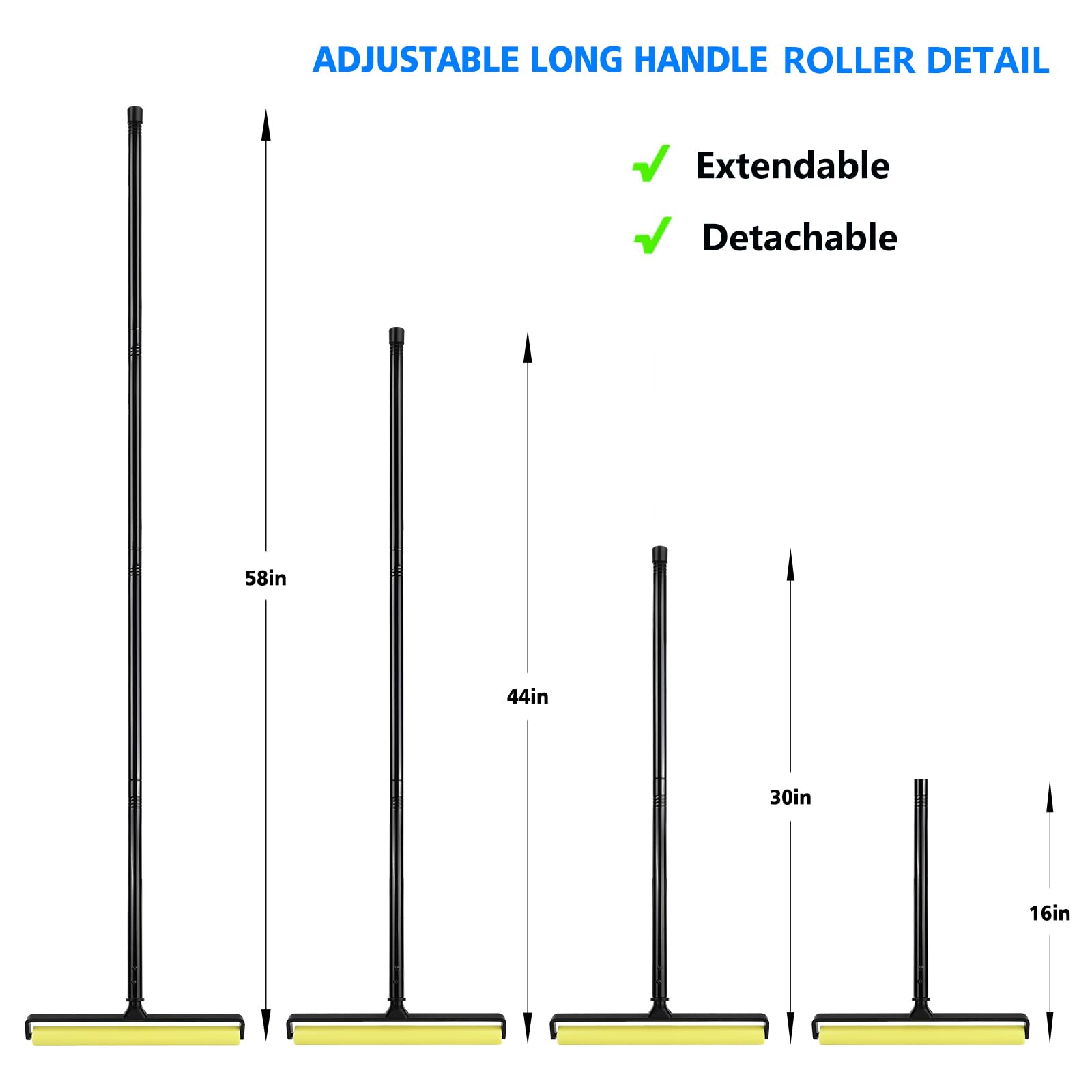 EHDIS Rullo adesivo in silicone per pelucchi, largo 30,5 cm, con manico telescopico estensibile da 40,4 a 1,5 cm, per proteggere lo schermo, pellicola in vetro, strumento di pulizia elettronica