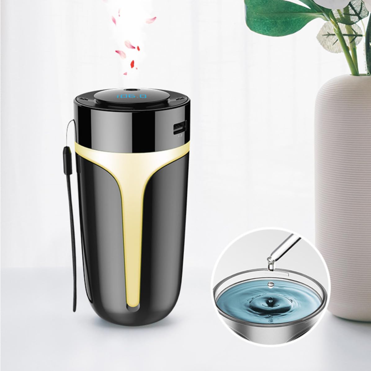 Umidificatore Auto USB 300ml in Abs, Mp3, Ricaricabile, Nero