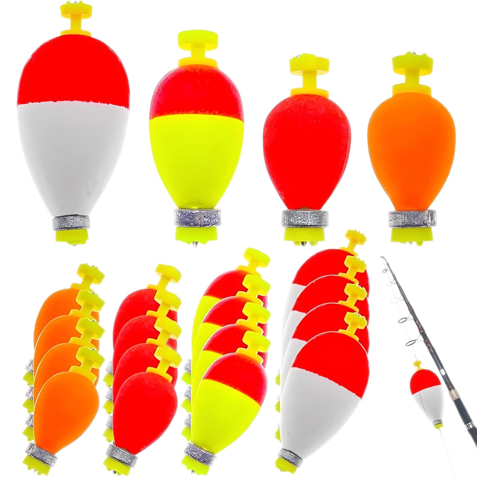 Fishing Bobbers Floats Weighted Bobbers Spring Oval Foam Snap-on Floats for Fishing Bluegill Crappie Panfish Bass Trout