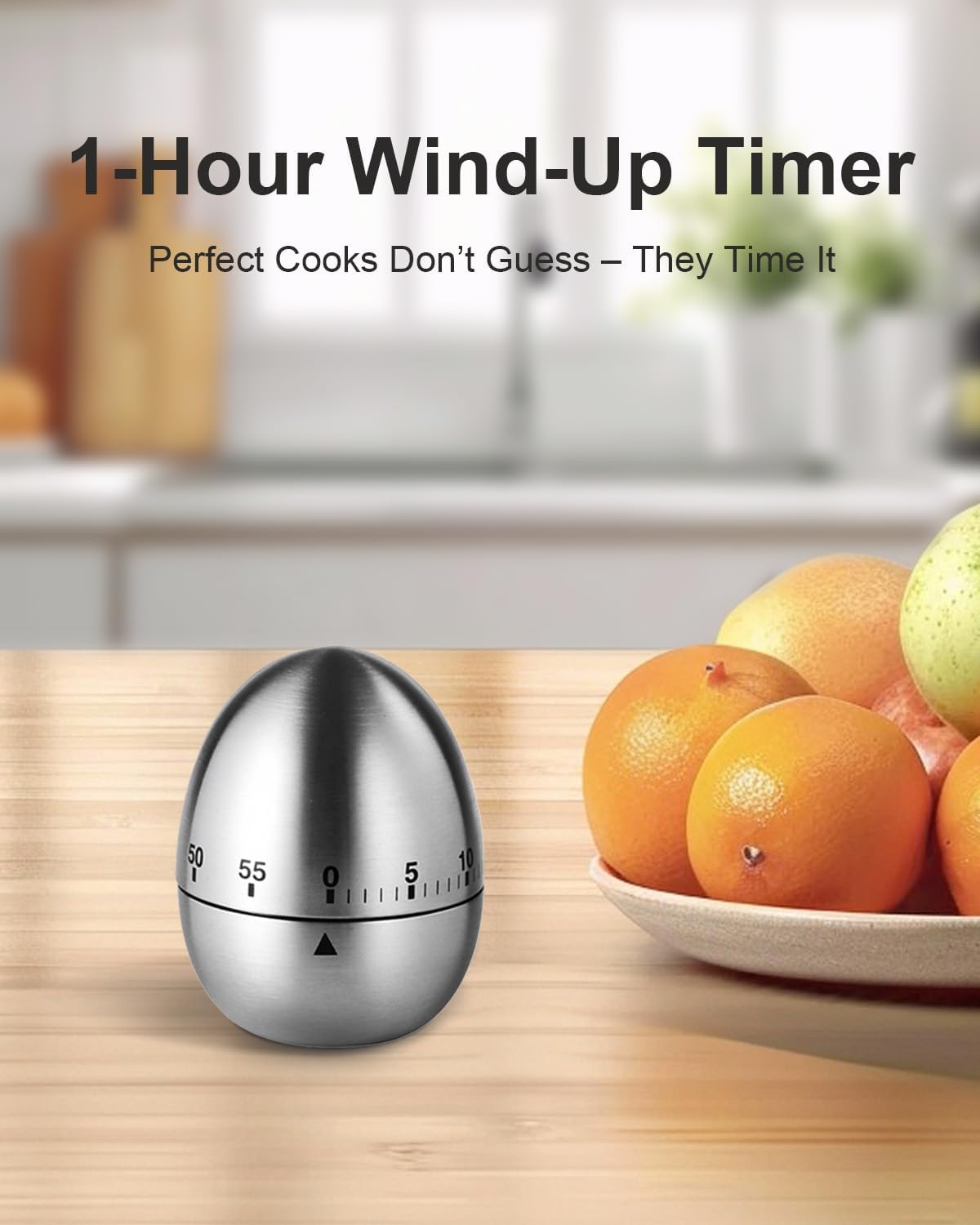 Kitchen Timer for Cooking, 60 Minutes Mechanical Timer - No Batteries Required, Stainless Steel Egg-Shape Cute Countdown Clock for Cooking, Learning, Exercises, Gaming image 5