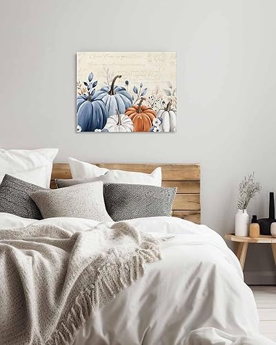 Miniatura 4 de Prime Leader Pintura por números para adultos, lienzo vintage de Acción de Gracias, calabazas azules y naranjas, kit de pintura por números para