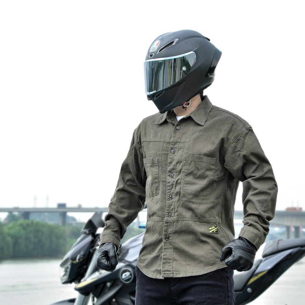 Chemise Moto Hommes Résistant à l'eau et Durable en Toutes Saisons avec 5x CE Protector