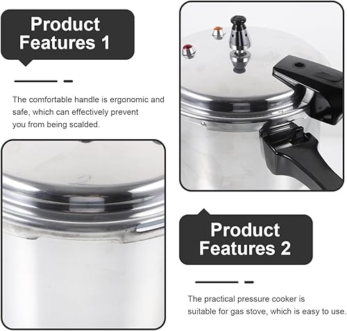 Miniatura 4 de DOITOOL Olla a presión de aluminio de 7.9 in7.9 pulgadas inferior pequeña olla a presión para inducción de estufa de gas para cocina casera, plata