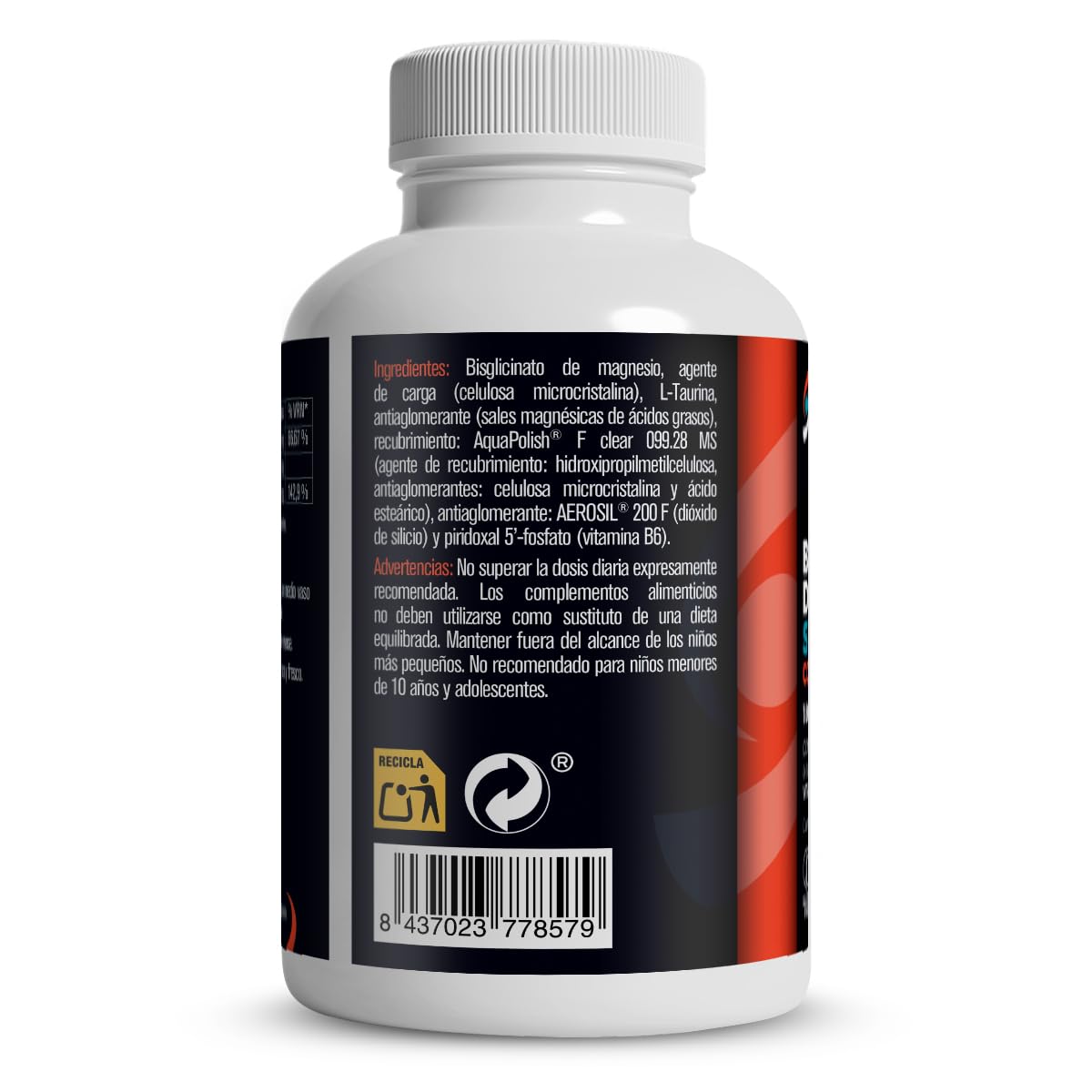 Bisglicinato de Magnesio con Taurina y Vitamina B6 Synestia Biology, 180 Comprimidos, Vegano, Sin Gluten