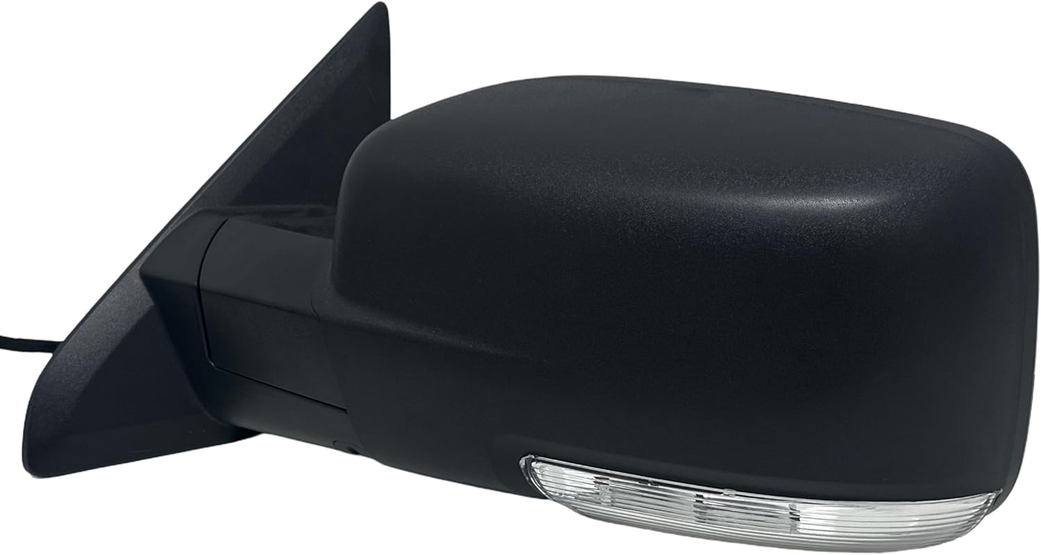 Spieg Driver Side Mirror for 2009-2018 RAM 1500 2500 | 2019-2022 RAM 1500 Classic Power Adj Heated Turn Signal Manual Folding Puddle Light Temperature Sensor Textured Left CH1320355