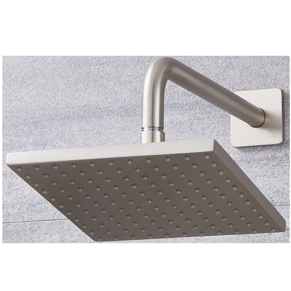Milano Nickel Hunston 200Mm Square Fixed Rainfall Shower Head Wall Mounted Arm - Brushed