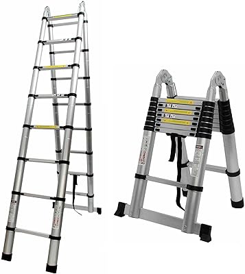 APARECIUM Aluminum Ladder, Foldable Twin Front Ladder, Collapsible A ...