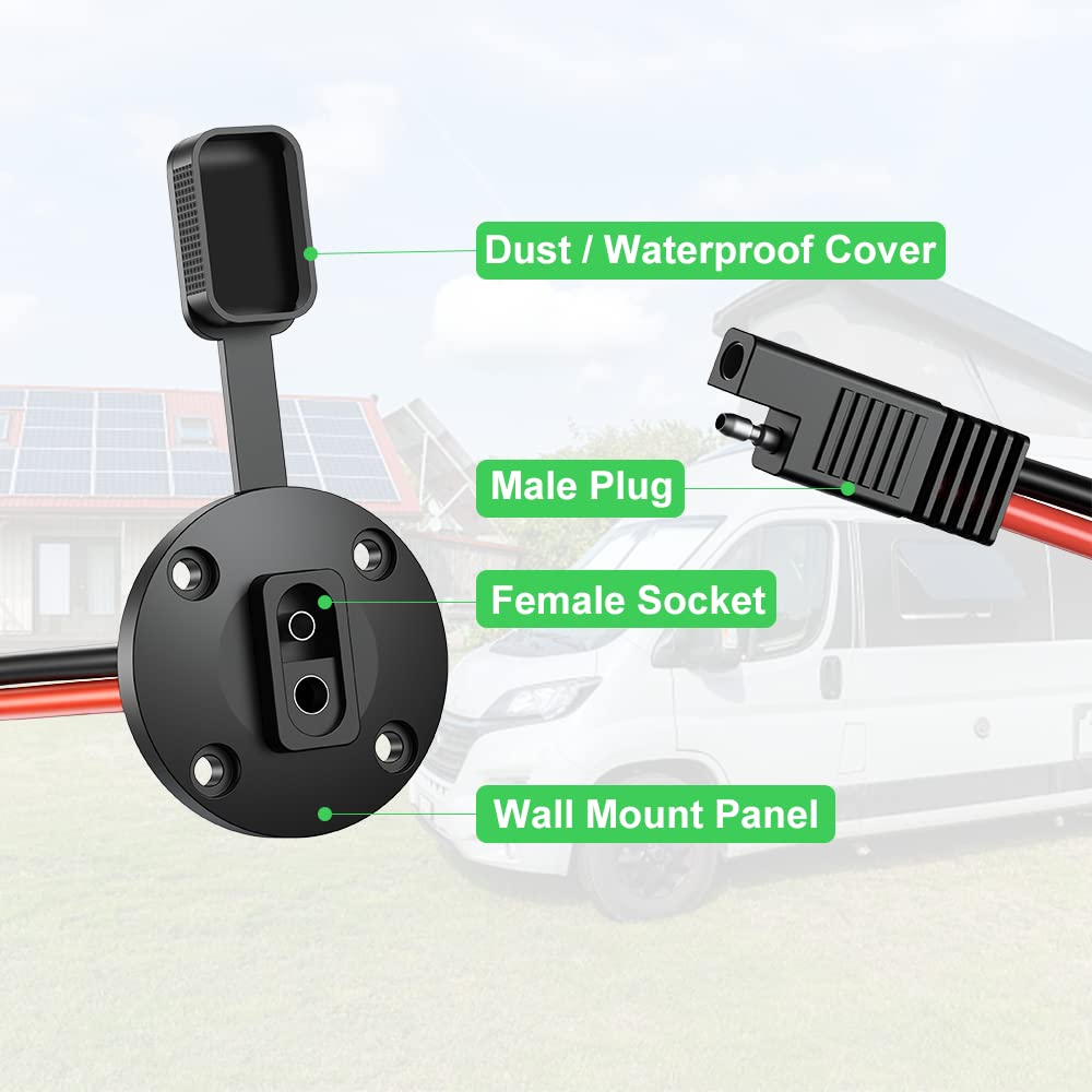 Snapklik.com : SAE Connector Power Socket Sidewall Port, 16AWG Cable ...