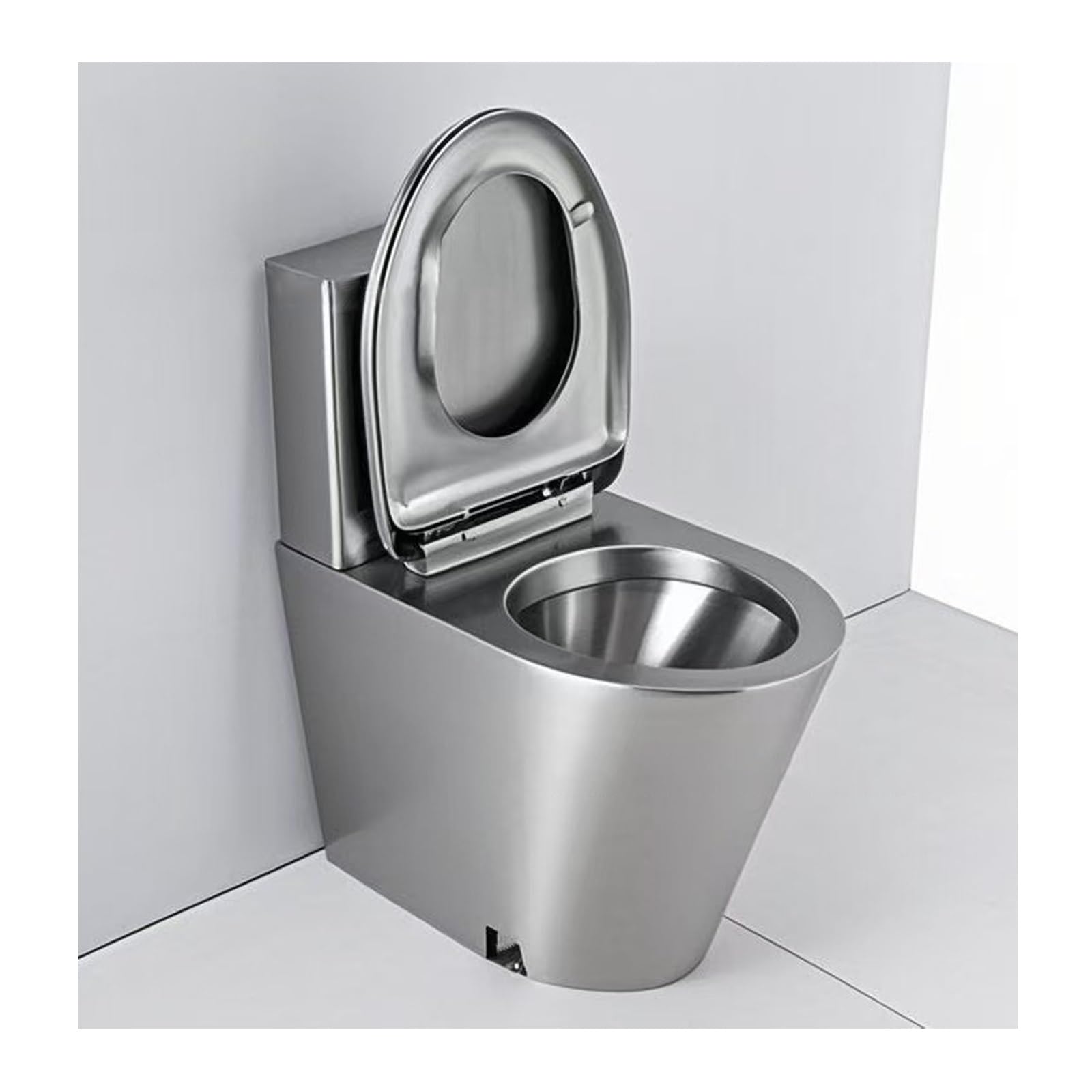 Inodoro comercial de doble descarga – Acero inoxidable 304 de alta eficiencia que ahorra agua de una pieza con asiento de cierre suave para casas rodantes y lugares de entretenimiento