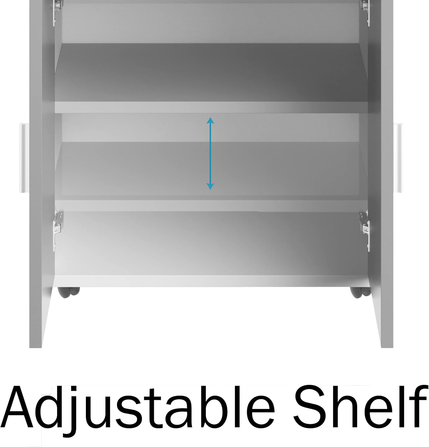 White and Gray Wood Microwave Stand with Storage and Wheels