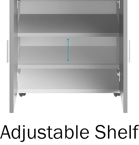 Miniatura 4 de Lavish Home Soporte para microondas con cajón - Armario de almacenamiento con puertas y ruedas de bloqueo - Almacenamiento independiente de cocina