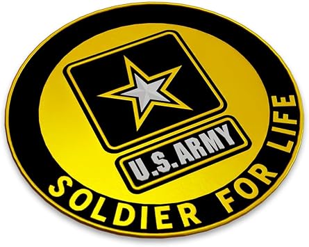 Official U.S. Army Soldier for Life 3D Sticker Raised 3D Car Decals, Waterproof Military Bumper Stickers, Lifelong Service Emblem for Trucks & Laptops 3'' Gold & Black