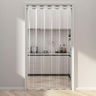 YKFN 透明 ビニールカーテン 断熱保温 のれん 間仕切りカーテン 断熱 暖簾 丈220cm 幅80cm 1枚 冷気を防ぐ ロング ハトメ式 突っ張り棒 ライナー採光 防寒 省エネ 冷気遮断 抗菌防カビ 防水 間仕切り ドア用 暖房 冷房 冷暖房効率アップ 出入り口 階段 お風呂 廊下 玄関 透明(ホワイト縁)