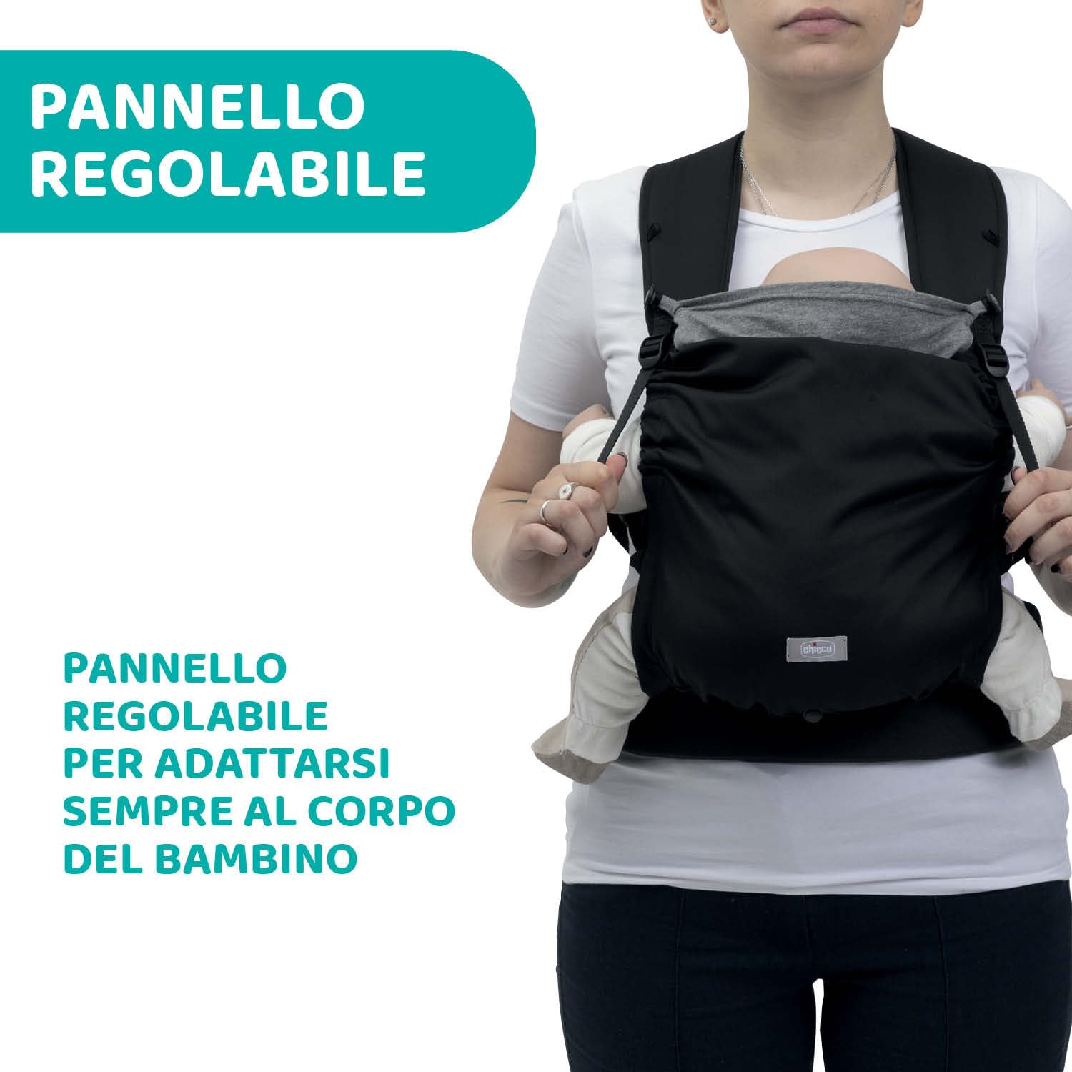 Chicco Skin Fit, Marsupio per Neonati Ergonomico, Per Bambini da 0 Mesi a 9 kg, Regolabile, Ottimo per le Anche dei Bebè, con Spallacci Incrociati e Imbottiti, Cintura Addominale, Con Cappuccio, Nero