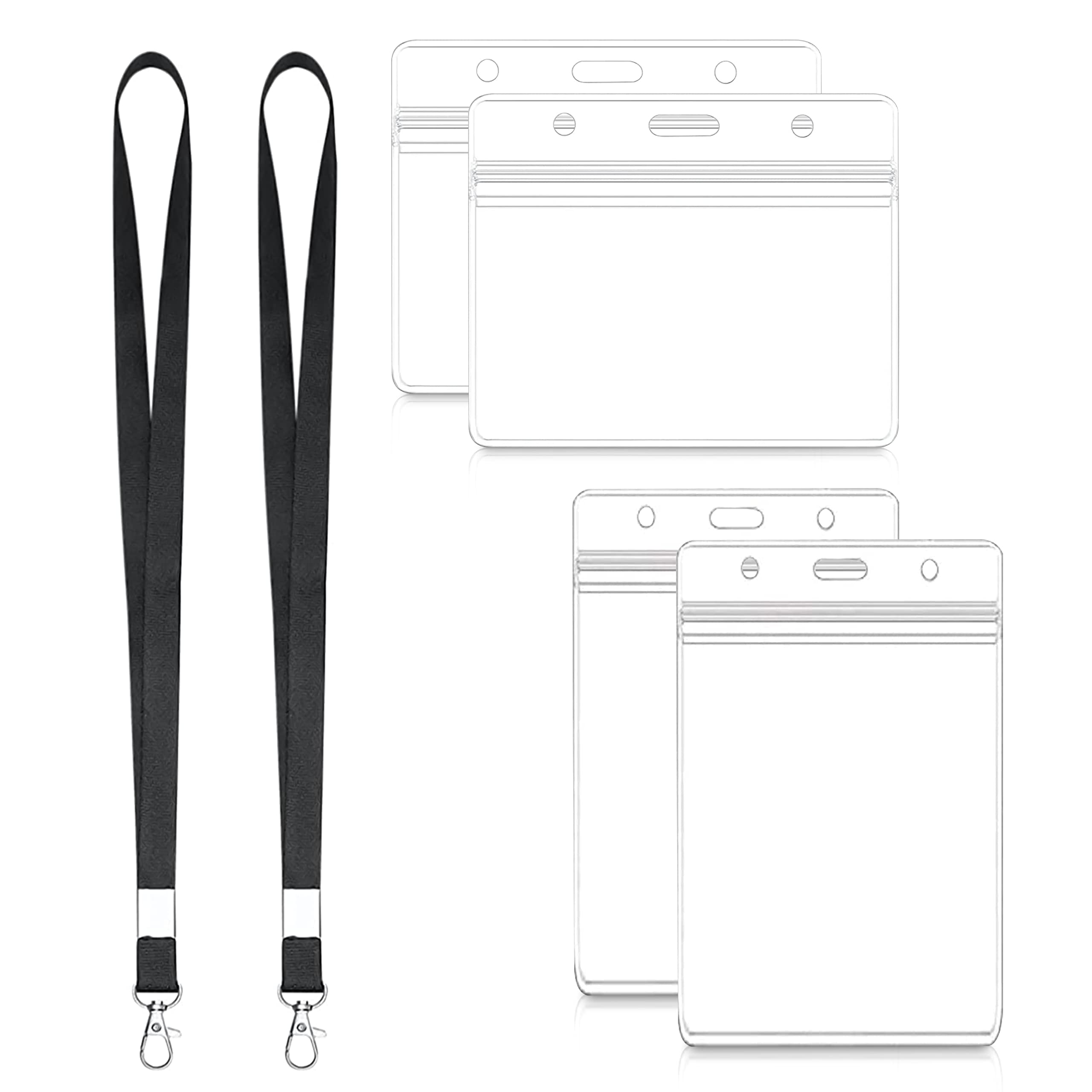 MCENTT Premium Badge Holder For ID Card with Lanyard - Clear Plastic Badge Holder for Access, Business, School, Office - Retractable Strap - Multiple ID Holder with Waterproof Resealable (Pack of 2)