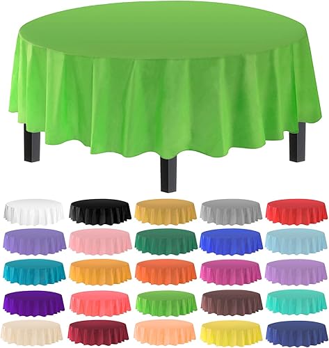 Miniatura 11 de allgala Manteles redondos desechables de plástico de alta calidad, paquete de 12, 84 pulgadas (7 pies), impermeables, resistentes a las manchas,