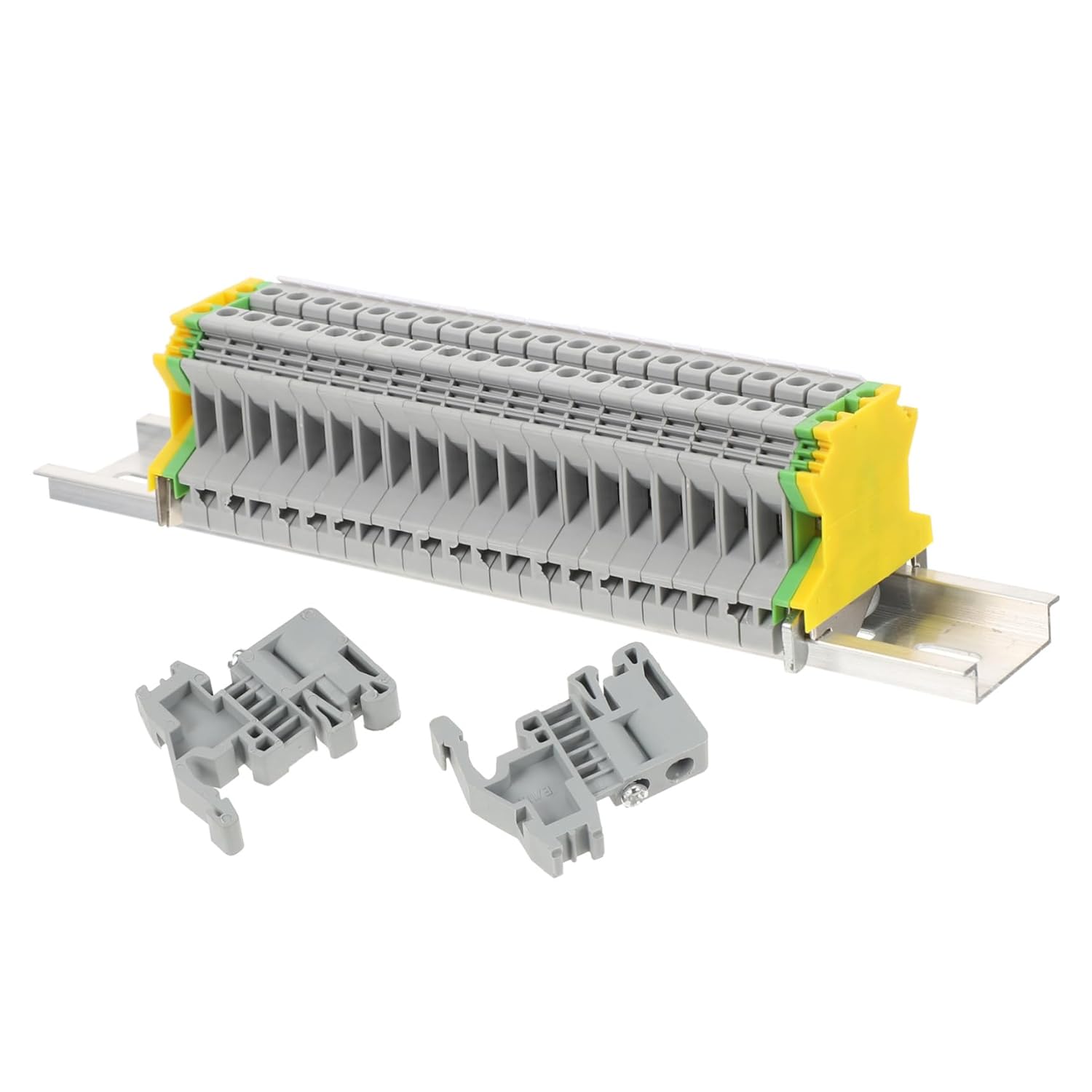 DIN Rail Terminal Block Kit Universal Screw Terminal Set for Garage Renovation DIY and Automation Projects Includes End Covers and Mounting Blocks