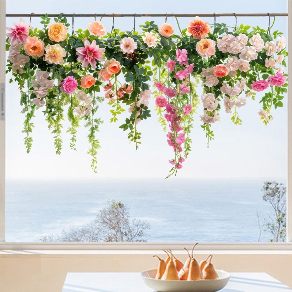 Adesivi Finestra Fiori Colorati - Rimovibili E Riutilizzabili, Motivi Floreali Per Casa E Ufficio (Stile A)