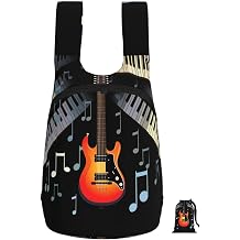 Guitar Piano Pattern Backpack - Lightweight 16L Foldable Hiking Daypack Packable Back Pack Travel Bag Zipper