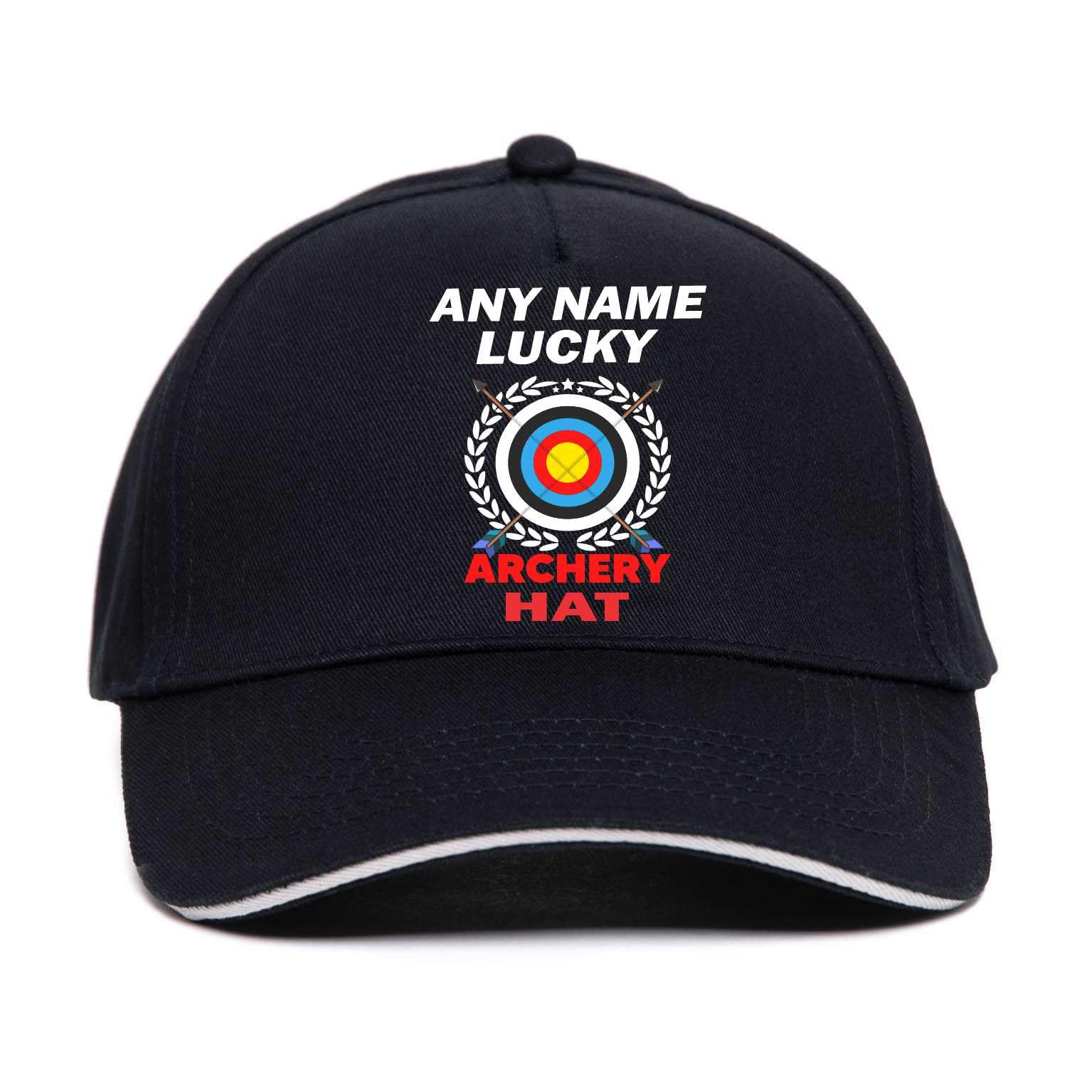 Print4u Unisex Black Lucky Archery Baseball Cap Personalise With Any Name Gift For Men Women