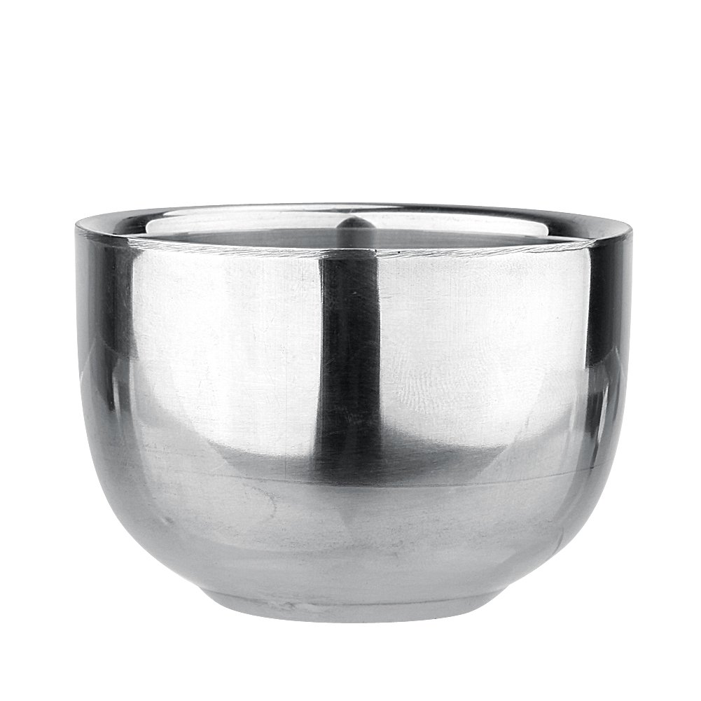20 jaboneras de doble capa de acero inoxidable de alta calidad, taza de afeitar aislada con forma lisa, 120 ml de capacidad, accesorios de afeitado duraderos y elegantes