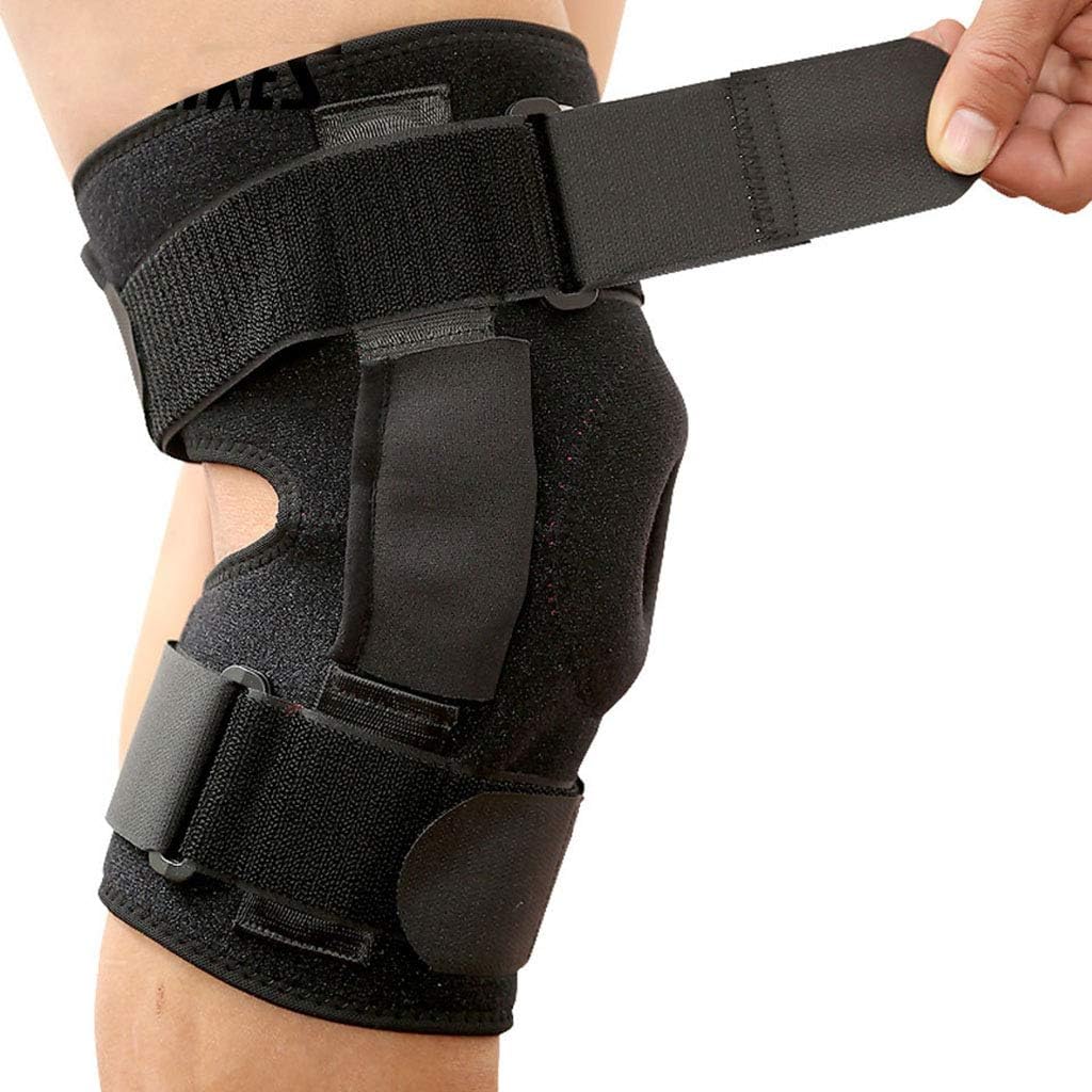 momowu 1PCS Hiking Cycling Knee Support Protector with Removeble Aluminum Plate 4 Straps for Mountaineering Knee Joint Restore