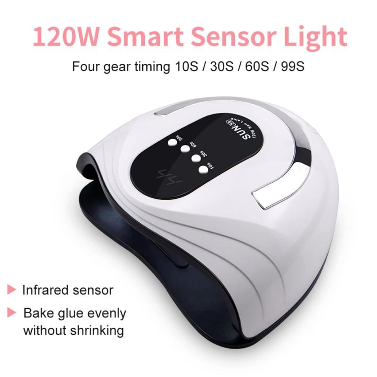 ZYC Lampada UV a LED Asciugatura Rapida 120W Lampada per Unghie Aggiornamento a Quattro tempistiche Lampada per asciugatrice per Unghie a Quattro tempistiche Lampada per Manicure Professionale