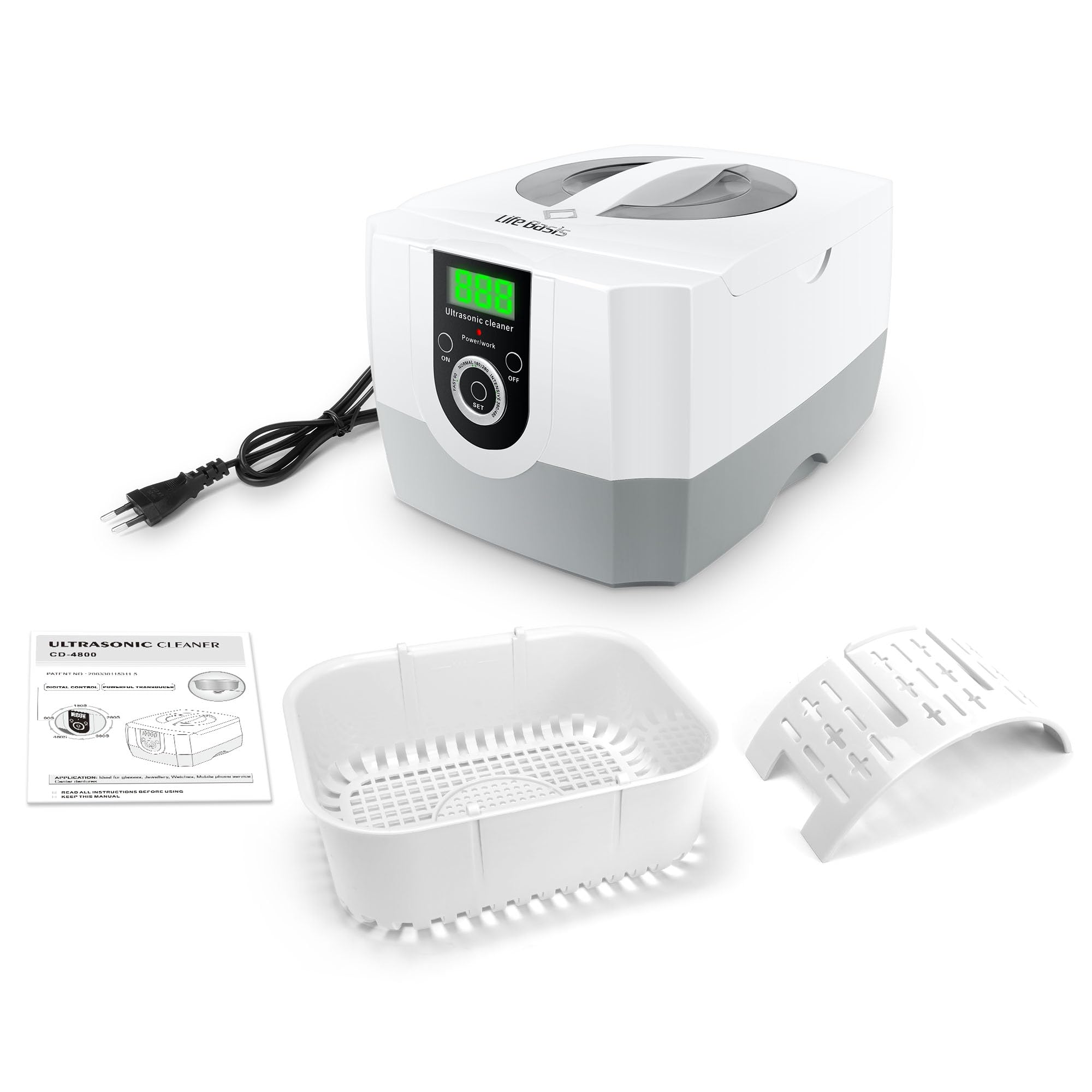 LifeBasis Ultrasonic Cleaner 1400ML 70W 42000Hz Profesjonalny Ultrasonic Cleaner 5 ustawień czasu z wyświetlaczem LED Urządzenie do czyszczenia okularów dla sklepów optycznych, jubilerów
