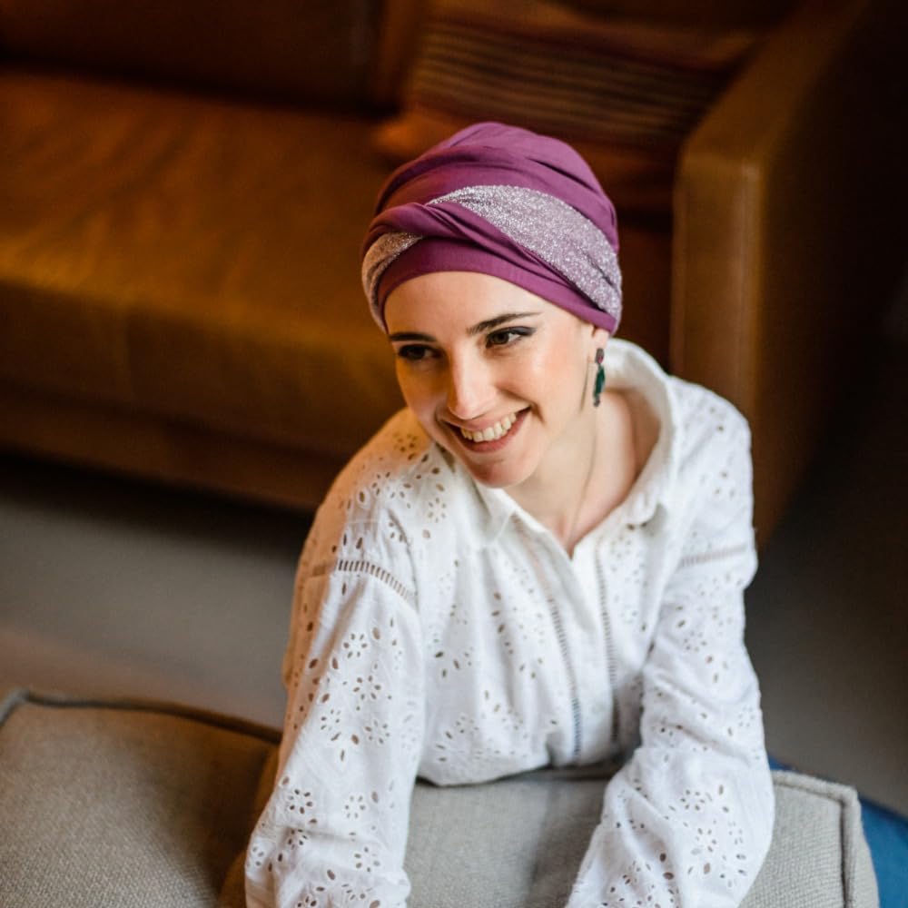 CAREBELL Turbante Oncologico Comfort Gala Malva Donna – Bandana Chemioterapia, Cappello Alopecia in Bambù senza Cuciture Vestibilità Flessibile, Ultraleggero e Traspirante