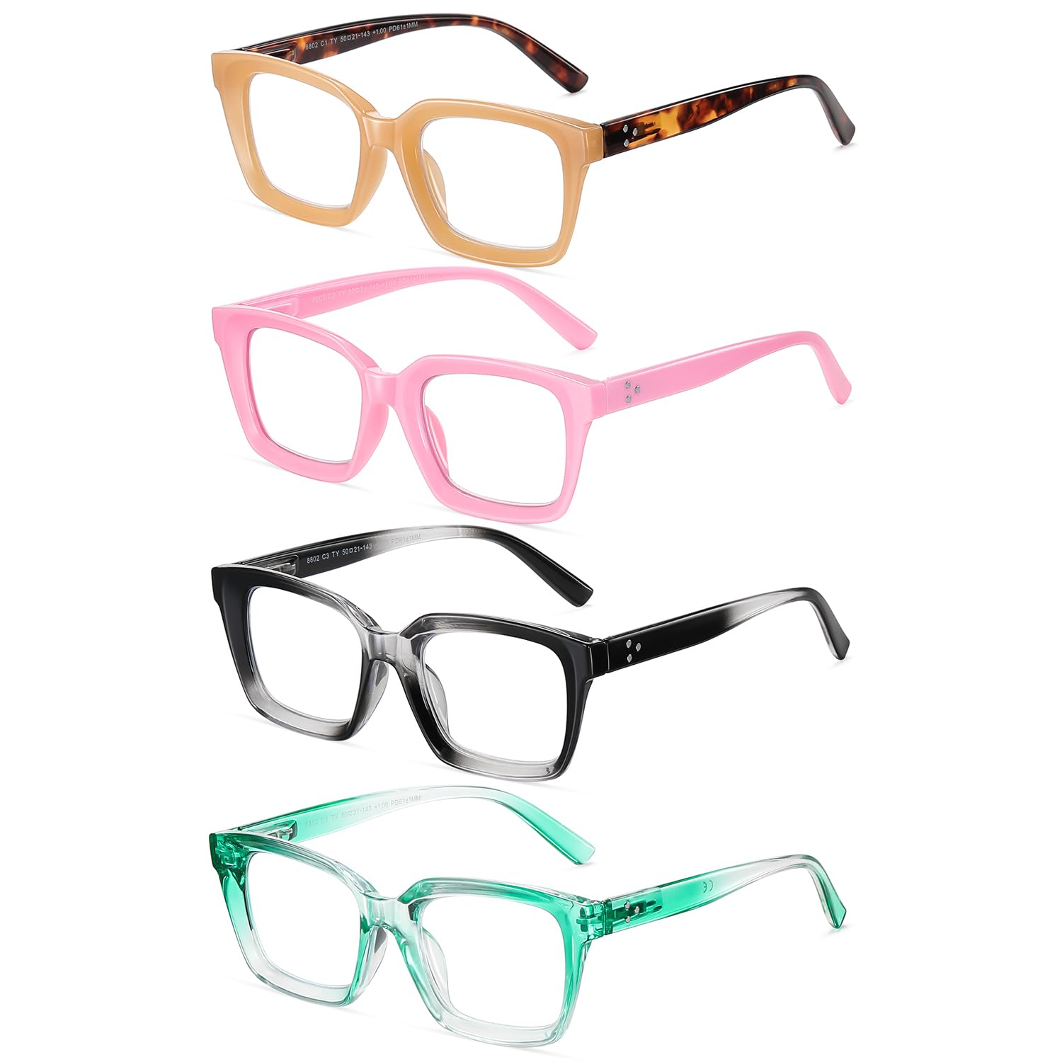 AABV Reading Glasses Oversized Square for Women/Men Readers,Blue Light Blocking Spring Hinges Eyeglasses,Anti UV Ray/Glare/Eyestrain Computer Glasses +1.50