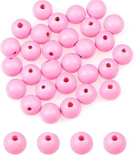 AD Beads Large Hole Wood Spacer Wooden Jewelry Making Bracelet Necklace Chandelier, Large Wooden Rosary Beads Craft Beads (16mm 100pcs, Pink)
