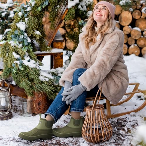 HISEA Women's Saltwater Winter Rain Boots Waterproof Duck Chelsea Lined Outdoor Garden Boot