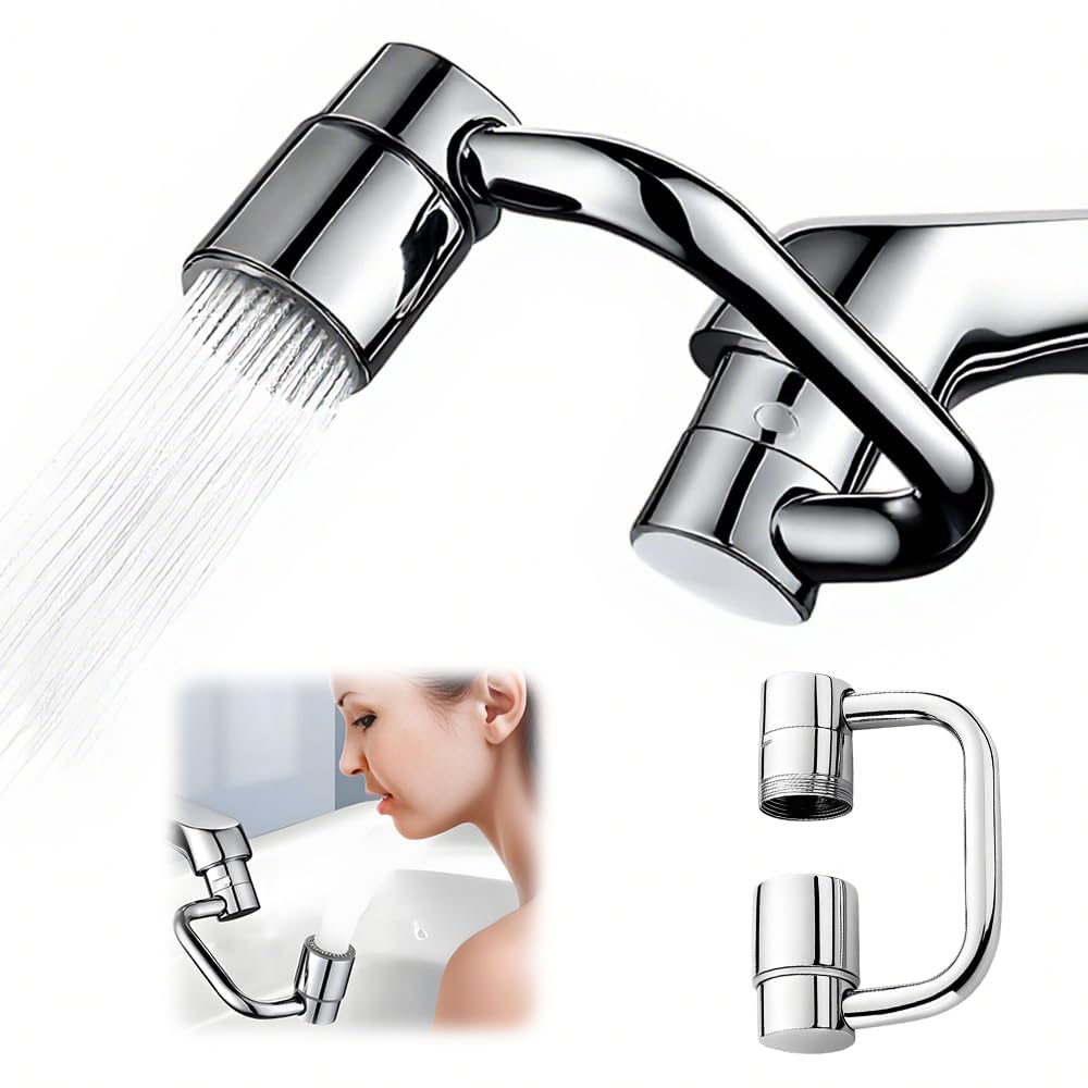 Embout Robinet Pivotant 1080°,Aérateur de Robinet économiseur D'eau, Robinet d'Extension Avec 2 Modes de Pulvérisation pour Cuisine ou Salle de Bain (3 Pcs)
