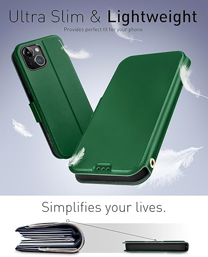 Miniatura 90 de OCASE Funda tipo cartera para iPhone 15 Pro Max, funda delgada de piel sintética, ranuras para tarjetas, bloqueo RFID, soporte, funda de teléfono a