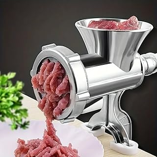 Manual Meat Grinder: Stainless Steel Hand Crank Food Processor with Clamps for Effortless Meat & Veggie Grinding