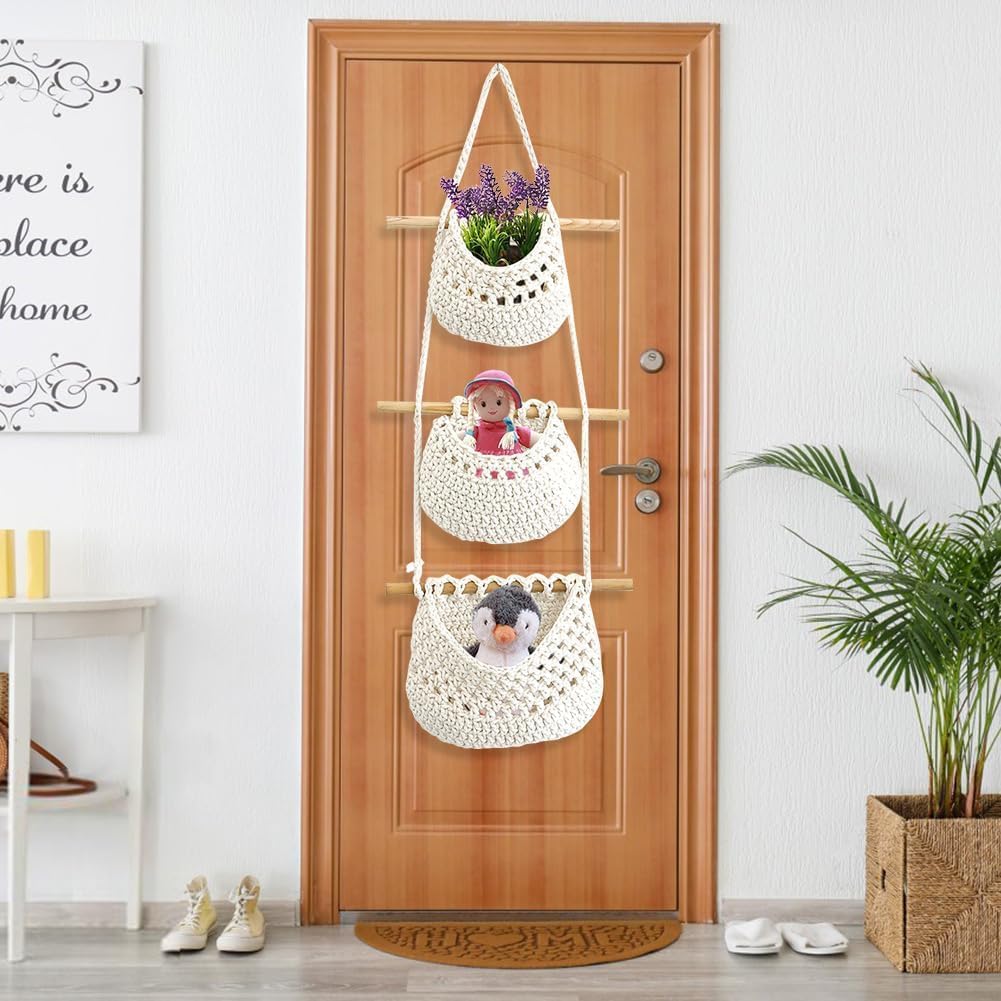 Gohytal Hängender Organizer, Wandorganizer Hängeaufbewahrung, Bad Organizer Hängend, Boho Hängeaufbewahrung, Wand Hängetasche Aufbewahrungstasche Hängeorganizer Tür Für Kinderzimmer