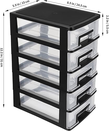 Miniatura 3 de DECHOUS Almacenamiento de plástico con 5 cajones, cajones de almacenamiento de plástico para maquillaje, mesa de tocador, estante de almacenamiento,