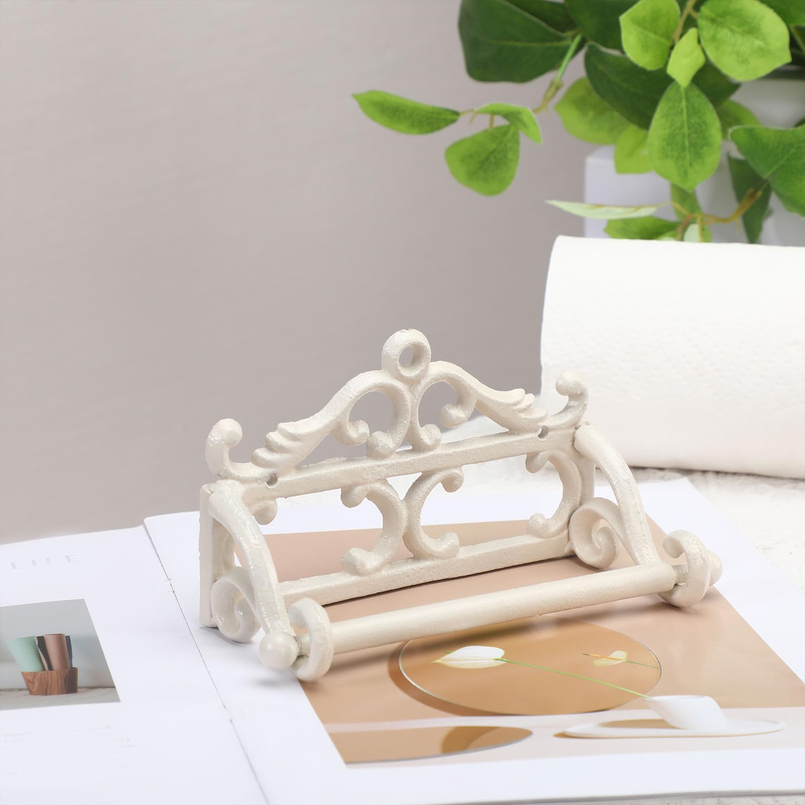 1 Pcs Vintage Cast Iron Toilet Paper Holder, White — Amazon image 7