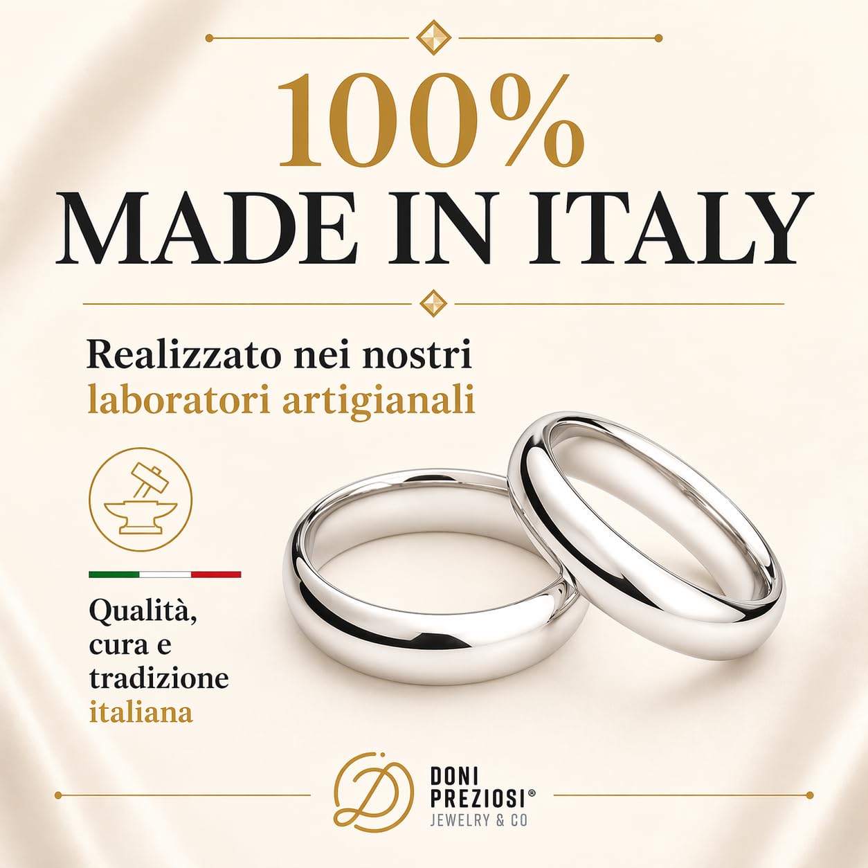 Coppia Fedine Personalizzabili in Argento 925 con Incisione Nome e Data - 2 Anelli Fidanzamento Lui e Lei - Fedina Personalizzata Uomo Donna - Regalo San Valentino, Anniversario - Placcato Oro