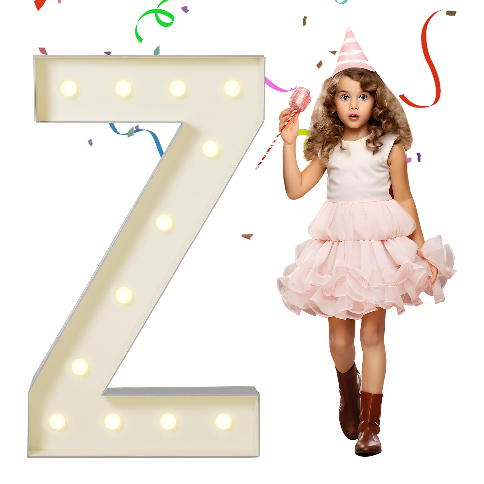 EUFONY Marquee Letters 4 Feet Tall, 4 FT Marquee Light Up Letters, Giant Light Up Letters 4FT for Birthday Party Baby Shower Gender Reveal Graduation Prom Decorations, Letter Z with LED Lights DIY Kit