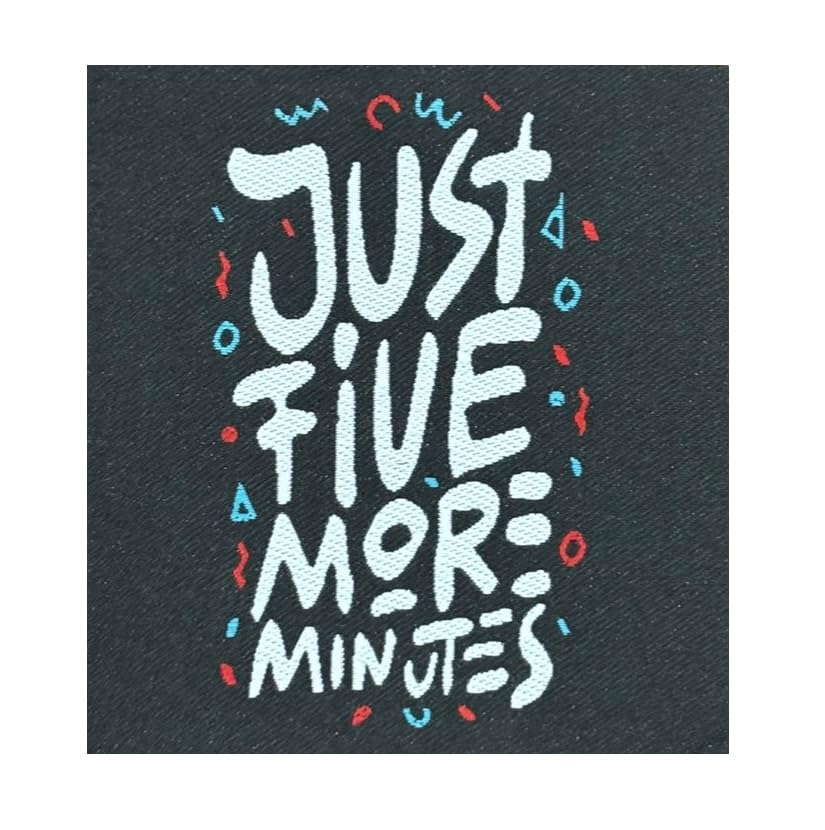 REENA Printed Sew on Patches Combo Small for Clothes Jackets Pants Jeans Bags Boutique Multicolour Different Embroidery Stitching Patches Set of 6 Patches (Just Five More Minutes 4.5 x3.5 inch)