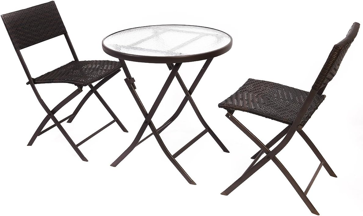 Giantex Patio Furniture Folding 3PC Table Chair Set Bistro